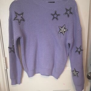 Lavender Star-Embellished Women's Sweater